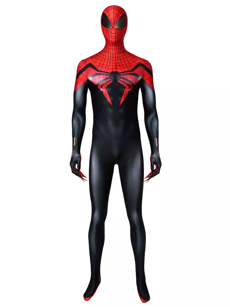 スパイダーマン全身タイツジャンプスーツブラックレッドスーペリア