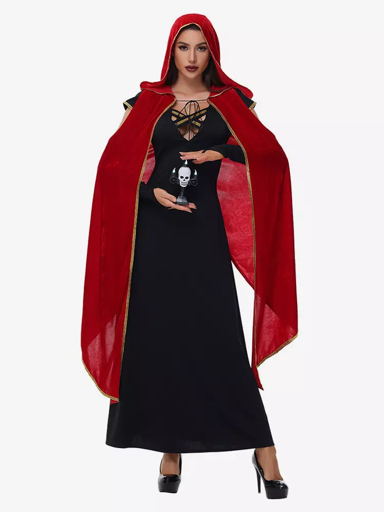 Vampire Red Sexy Cloak Dress Set Holidays Costumes - Cosplayshow.com
