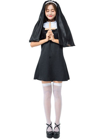 Costumes d'déguisements Halloween Femme Noire Couvre chef Robe Polyester Déguisements Halloween Costumes des Fêtes