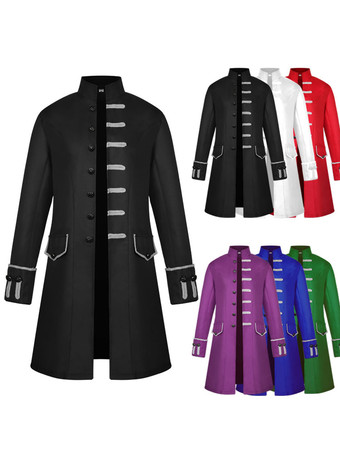 Men Vintage Coat Stand Collar Button Up Uniform Costume