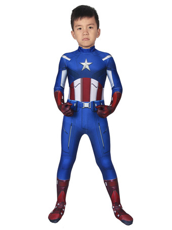 Marvel Comics Kid American Captain Cosplay Zentai Steve Rogers Cosplay Jumpsuit