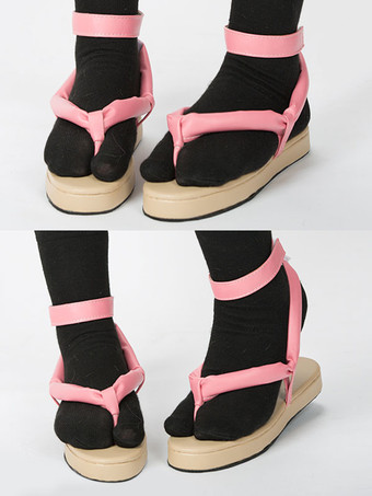 Demon Slayer Kimetsu No Yaiba Cosplay Kamado Nezuko Pink Faux Leather Cosplay Sandal