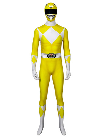Power Rangers Yellow Ranger Zentai Jumpsuit Cosplay Costume