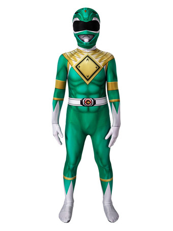 恐竜戦隊ジュレンジャーブライ　パワーレンジャーコスプレ　子供コスチューム　グリーン　ライクラスパンデックス　キッズキャットスーツ