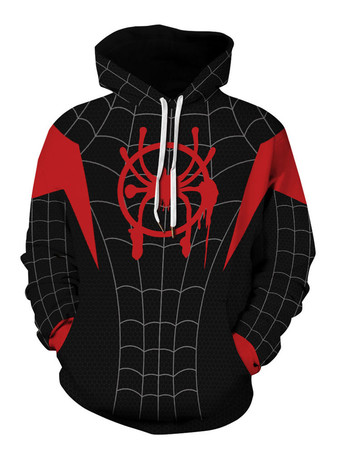 スパイダーマンマイルズモラレスパーカーレッドブラック長袖ポリエステルPS5ゲームアニメパーカー
