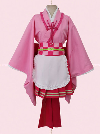 鬼滅の刃 ツユリ カナヲ ピンク 着物 コスプレ メイド服 コスチューム