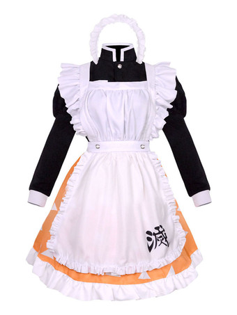 鬼滅の刃 吾妻善逸 オレンジ フリル メイド服 コスプレ衣装