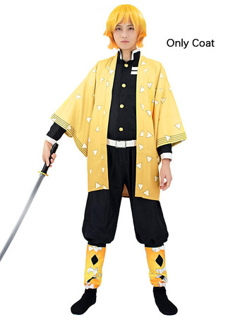 Demon Slayer Kimetsu No Yaiba Agatsuma Zenitsu Kimono Only Anime Cosplay Costume