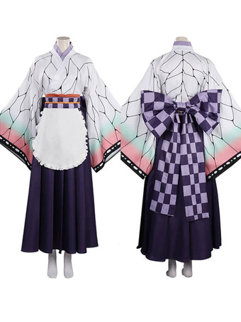 Cosplay Demon Slayer: Kimetsu No Yaiba Purple Poly/Cotton Blend Polyester Printed Ruffles