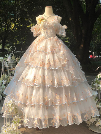 Süßes Lolita-Kleid aus Polyester ärmelloses Brautkleid