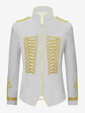 White Vintage Top Royal Long Sleeves Polyester Polyester Fiber Overcoat Retro Costumes For Man