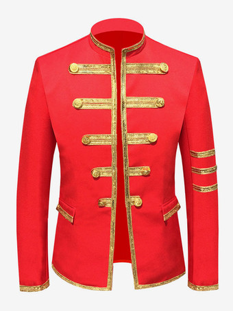 Red Vintage Top Vintage Polyester Long Sleeves Retro Costumes For Man