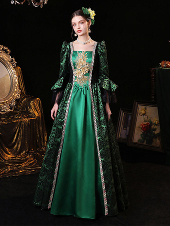 Green  Retro Tudor Dress Costumes  Women's Marie Antoinette Costume Polyester Tunic Dress European Style 18th Century Costume