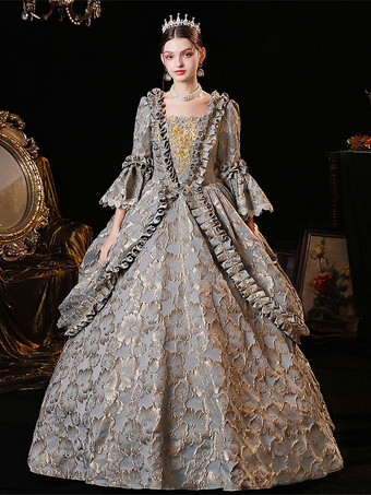 Gray  Retro Tudor Dress Costumes  Women's Polyester Dress European Style Marie Antoinette Costume Party Prom Dress