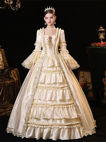 Champagne  Retro Tudor Dress Costumes  Polyester Dress Women's Marie Antoinette Costume Retro Masquerade Ball Gown