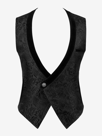 Black Vintage Top Retro Sleeveless Polyester Polyester Fiber Waistcoat Retro Costumes For Man