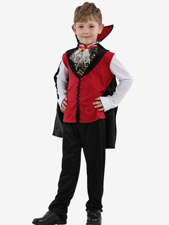 Costumes De Vampire Halloween Enfants Pantalon De Cape Bordeaux Pantalon Chemisier Ensemble De 3 Pièces Déguisement Carnaval