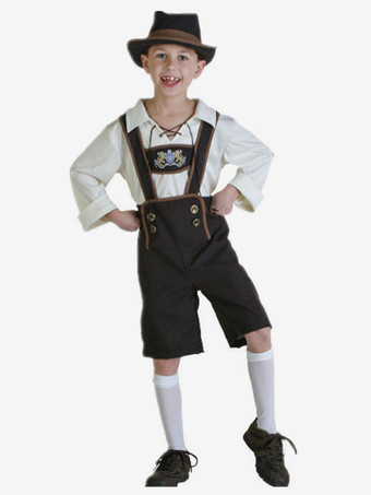 Carnival Costumes For Kids Print Double Breasted Oktoberfest Kid Hat Jumpsuit Set