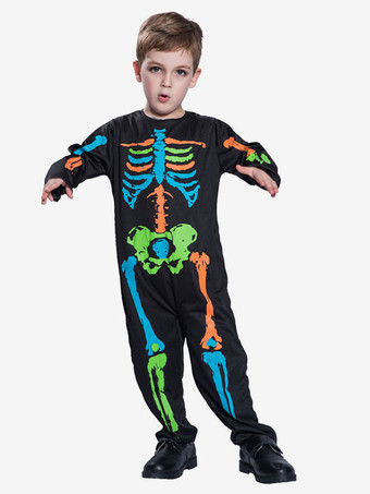 Costumes d'Halloween pour enfants Combinaison de polyester noire Costume de vacances Ensemble complet