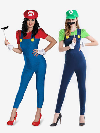 Super Mario Bros Costume Halloween Luigi's Mansion 3 Two Piece Set With Hat Mustache Waluigi Costume