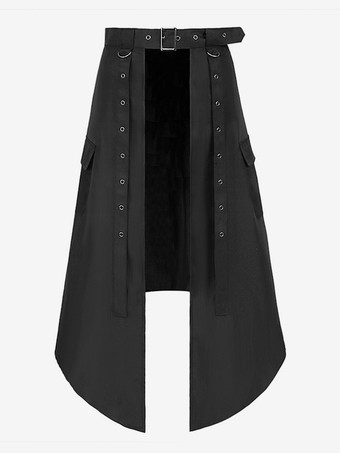 Men's Black Vintage Skirt Retro Polyester Grommets Retro Gothic Costumes