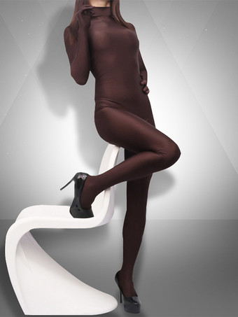 Sexy Catsuit Coffee Brown Lycra Long Sleeves Costumes