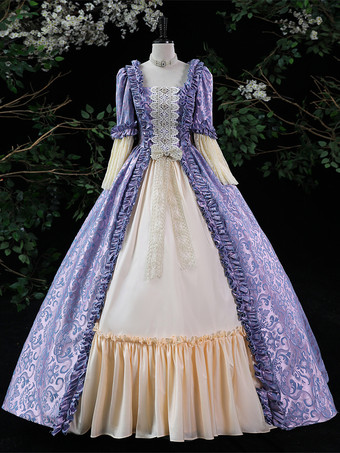 Purple  Retro Tudor Dress Costumes  Women's Ruffles Marie Antoinette Costume Polyester Dress ROCOCO Style 18th Century Costume