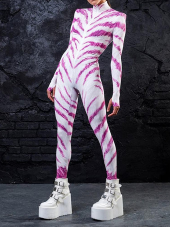 Cosplay Costumes Jumpsuit Halloween Party Jumpsuits Carnival Woman Zentai Body Clothes Pink Zebra Costume