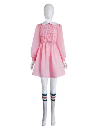 eleven pink dress season 1 Stranger Things Women's Deluxe Pink Dress Eleven Costume