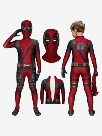 Marvel Comics Deadpool Jumpsuit Kid Zentai Cosplay Costume Carnival Halloween