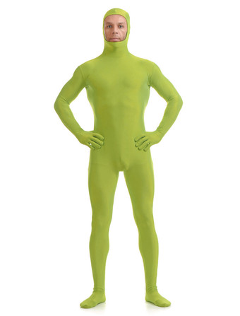 Disfraz Carnaval Traje de St Patricks Day 2026 Traje de Zentai verde Traje de lycra Spandex con cara abierta Carnaval