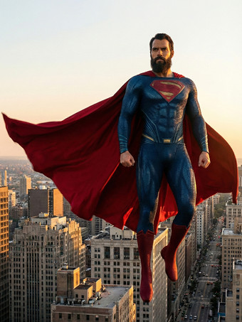 Superman Cosplay-Kostüm im Stil von Henry Cavill (DCEU): Muskel-Overall in schattiertem Blau mit rotem Umhang