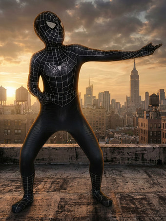 Costume SpiderMan 3 Venom Bambino Tuta Nera Simbionte Sam Raimi Vestito Carnevale Supereroe Ragazzo